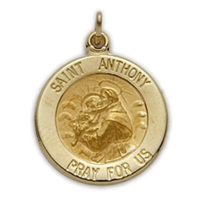 St. Anthony 14K Gold Round Medal-Religious Medallion-Schoppy&
