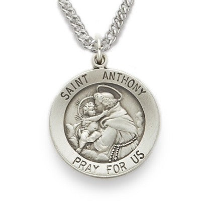 St. Anthony Sterling Silver Round Medal-Religious Medallion-Schoppy's Since 1921
