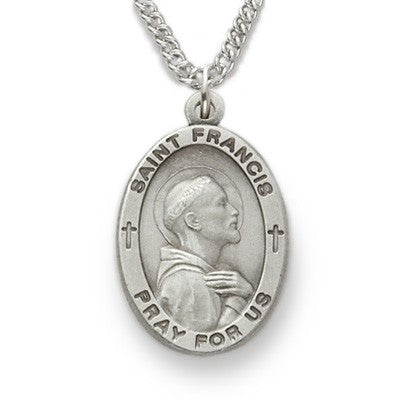 St. Francis Sterling Silver Oval Medal-Religious Medallion-Schoppy's Since 1921