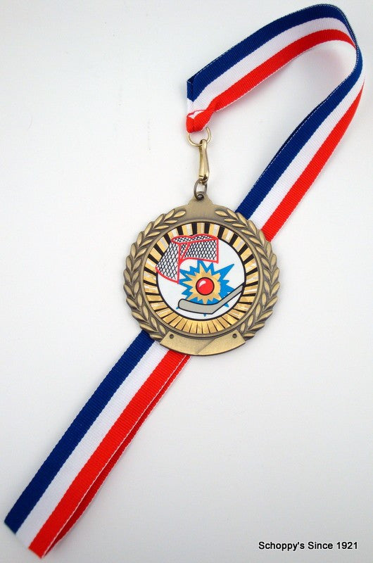 Street Hockey Medal on Red, White & Blue Ribbon-Medals-Schoppy&