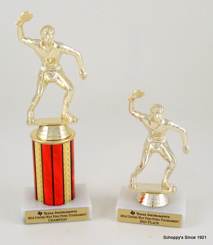 Table Tennis Trophy on Round Column-Trophies-Schoppy&
