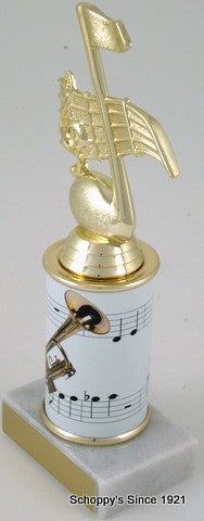 Trumpet Trophy with Custom Round Column-Trophies-Schoppy&