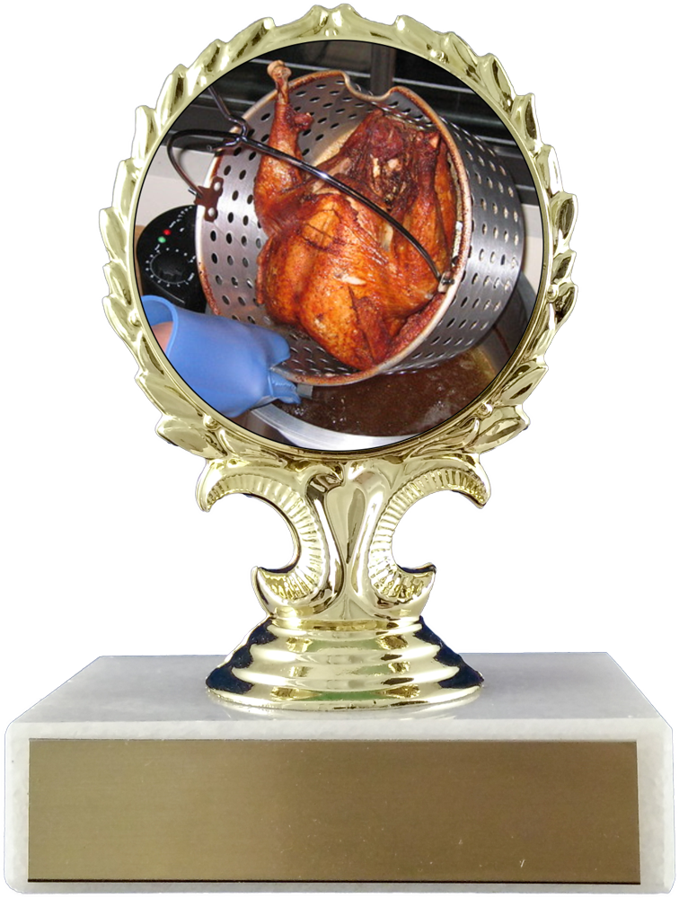 Deep Fried Turkey Logo Trophy On Flat White Marble-Trophy-Schoppy&