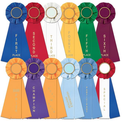 Single Custom Large Rosette Ribbon - First thru Sixth, Honorable Mention, Best of Show-Ribbon-Schoppy's Since 1921