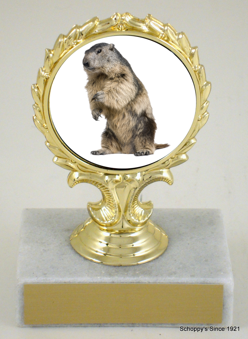 Groundhog Medallion Trophy on Marble Base-Trophy-Schoppy&