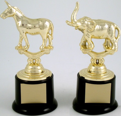Metal Political Animal Figure Trophy On Black Round Base-Trophies-Schoppy's Since 1921