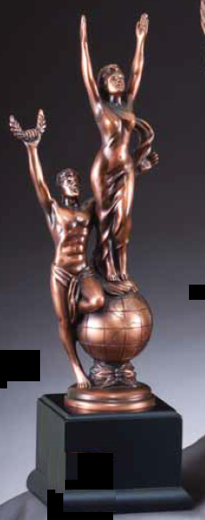 Victory Couple Electroplate Resin Sculpture-Trophies-Schoppy's Since 1921