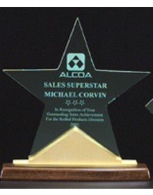 Acrylic Award - Jade Acrylic Star on Walnut finish base - Schoppy's Since 1921