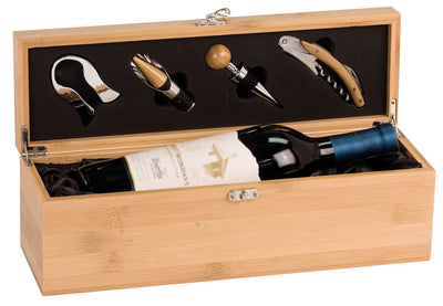 Bamboo Single Bottle Wine Presentation Box-Gift Set-Schoppy's Since 1921
