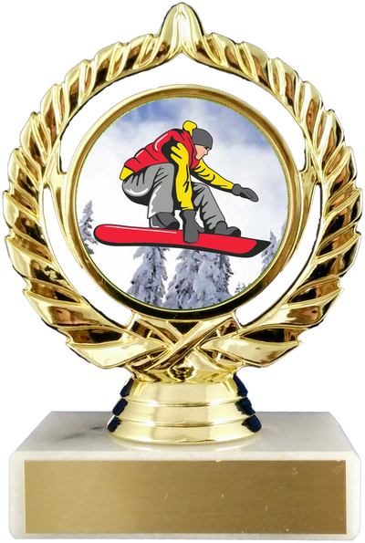 Snowboarding Logo Trophy On Marble Base-Trophy-Schoppy's Since 1921