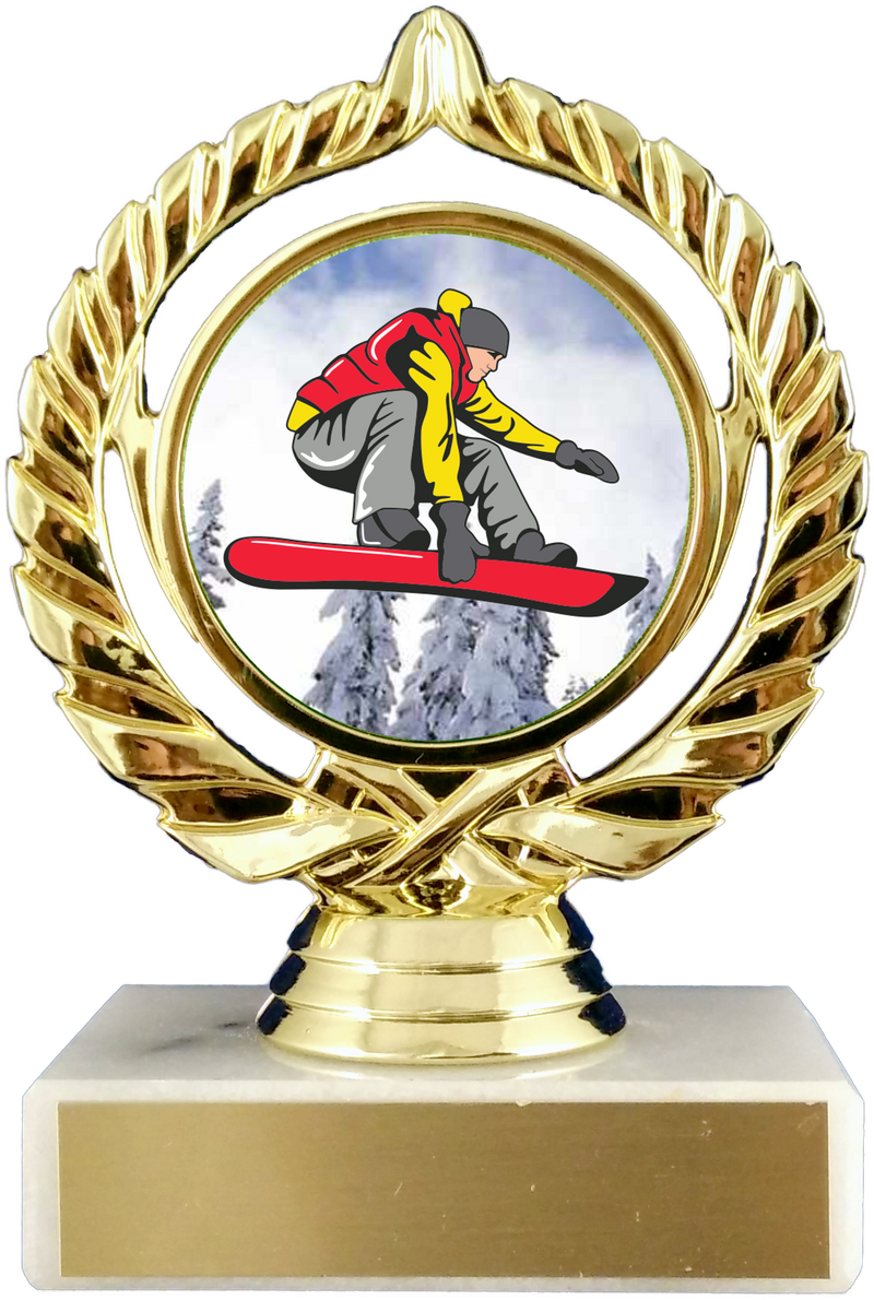 Snowboarding Logo Trophy On Marble Base-Trophy-Schoppy&