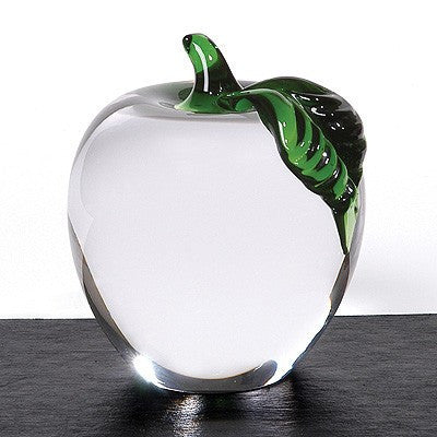 Clear Glass Apple on Thick Black Marble Base-Gift-Schoppy&
