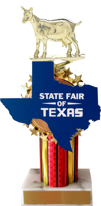 State Fair Goat Trophy With State Cutout-Trophy-Schoppy's Since 1921