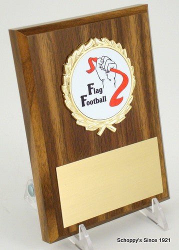 Flag Football Logo 4x6 Plaque - Schoppy's Since 1921