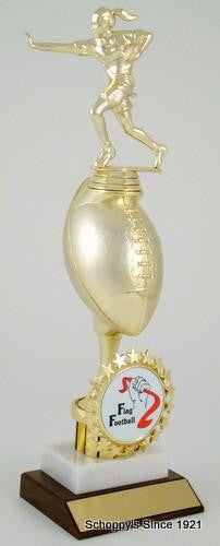 Flag Football on Football Riser and Slant Front Base with Logo Trophy-Trophies-Schoppy&