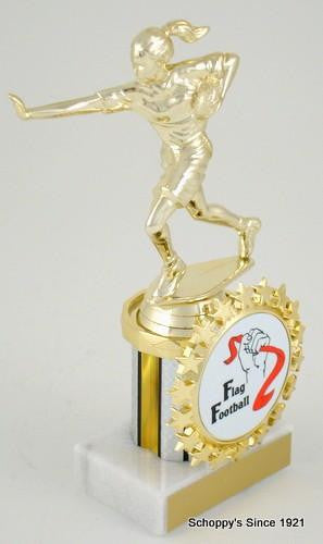 Flag Football Trophy with Logo On Marble-Trophies-Schoppy&