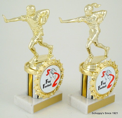 Flag Football Trophy with Logo On Marble-Trophies-Schoppy&