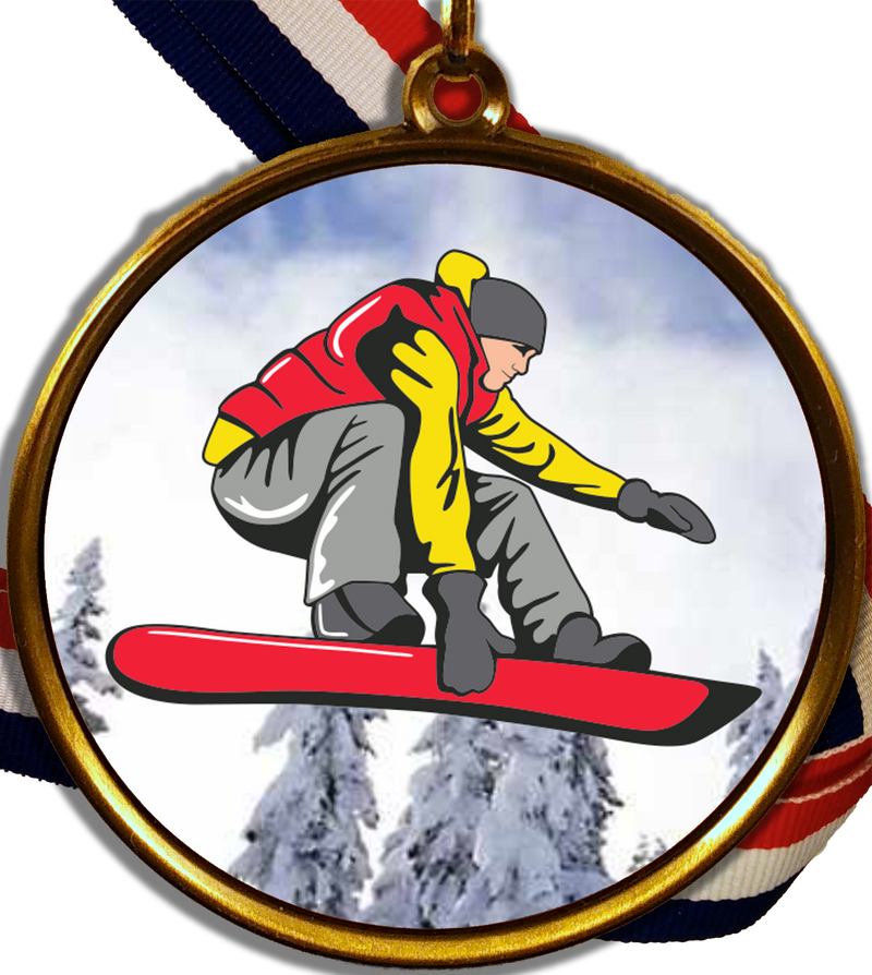 Snowboarding Logo Medal With Ribbon-Trophy-Schoppy&