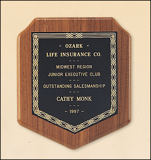 American walnut plaque with a black brass plate - Made in the USA