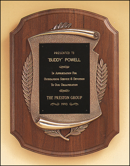 American walnut Plaque 11 x 15 with antique bronze finish frame casting -   Made in the USA