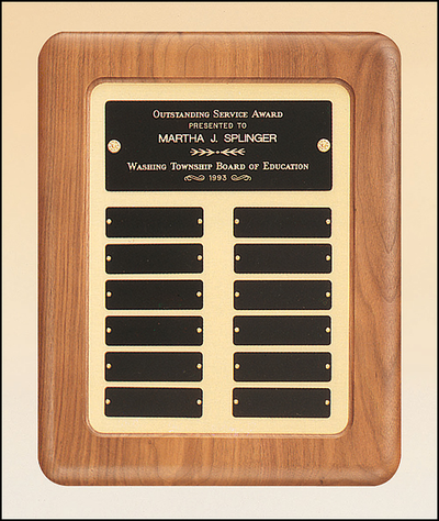 Vertical Solid American Walnut Perpetual Plaque With 12 Plates-Plaque-Schoppy's Since 1921