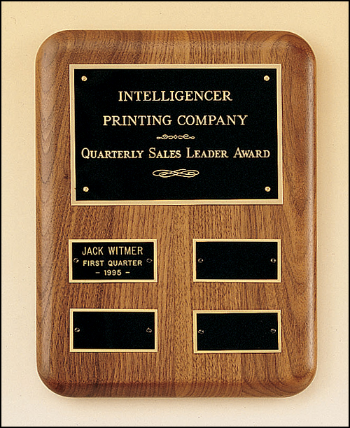 Solid American Walnut Quarterly Award Plaque With 4 Plates-Plaque-Schoppy&