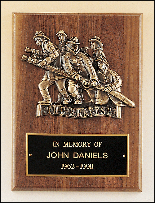 Firefighter 9 x 12 Plaque with antique bronze finish casting. Made in the USA