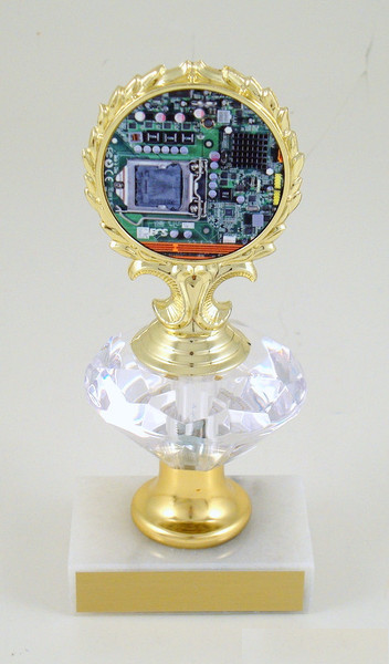 Computer Logo Trophy on Diamond Riser - Small-Trophies-Schoppy's Since 1921