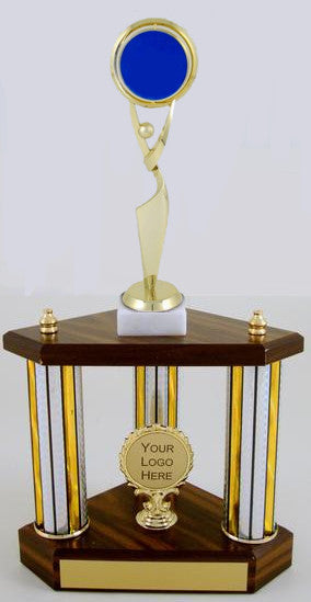 Small Three Column Trophy With Jumbo Reach For The Stars Spinner Figure And Logo-Trophy-Schoppy's Since 1921