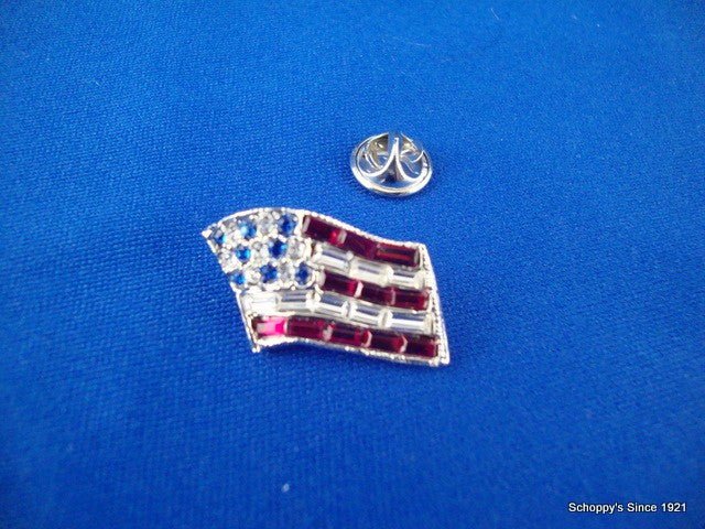 Rhinestone American Flag Pin - Schoppy&