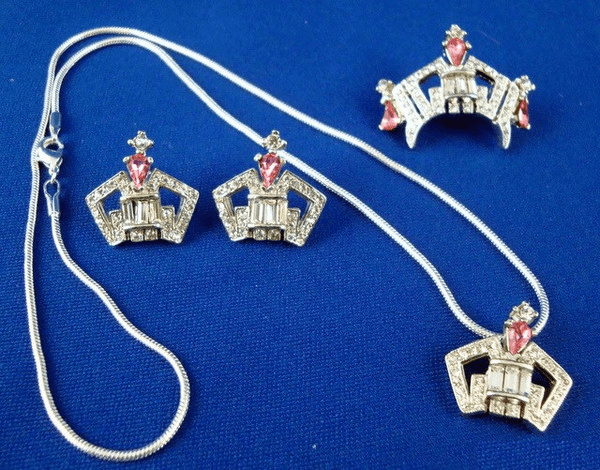 Rhinestone Crown Set Pink - Schoppy&