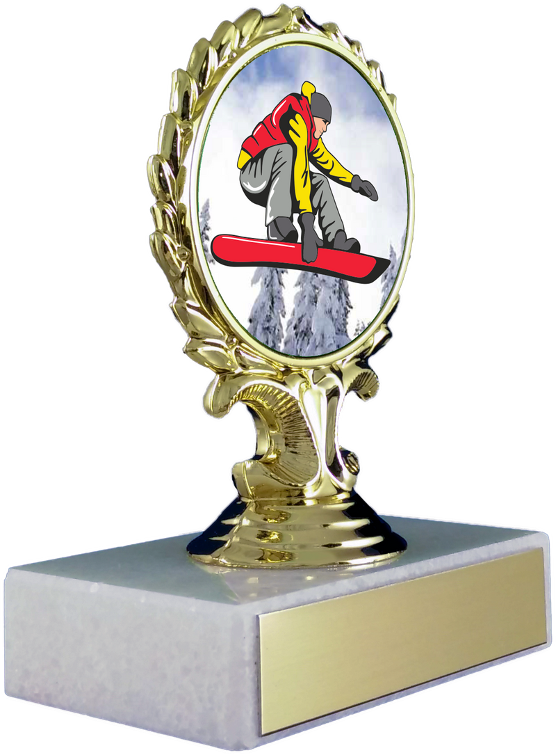 Snowboarding Logo Trophy On Marble Base-Trophy-Schoppy&