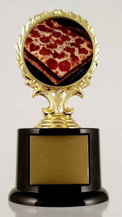 Pizza Logo Trophy On Black Round Base-Trophy-Schoppy's Since 1921